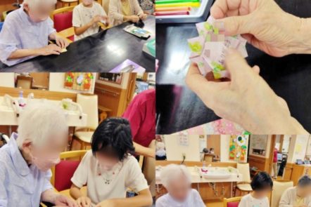 近隣の小学校の生徒さんと折り紙折り